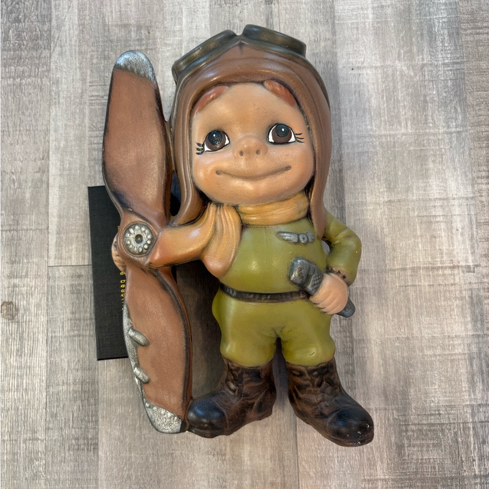 1970’s Smiley Boy Pilot Aviator 11X6 Figurine
